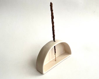 Handmade Incense Holder, Ceramic Incense Burner, Aesthetic Home Decor, Organic Arch, Neutral Pottery for Aromatherapy