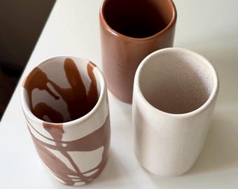 Vaso para batidos / Vaso con pajita / Vaso alto de cerámica / Taza de café helado de cerámica / Bonita con pajita / Taza hecha a mano / Regalo especial de cumpleaños