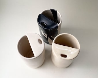 Handmade Ceramic To Go Cup Satin or Glossy Cup With Straw | Smoothie Cup | Lidless Sippy Cup & Travel Tumbler | Zero Waste Pottery