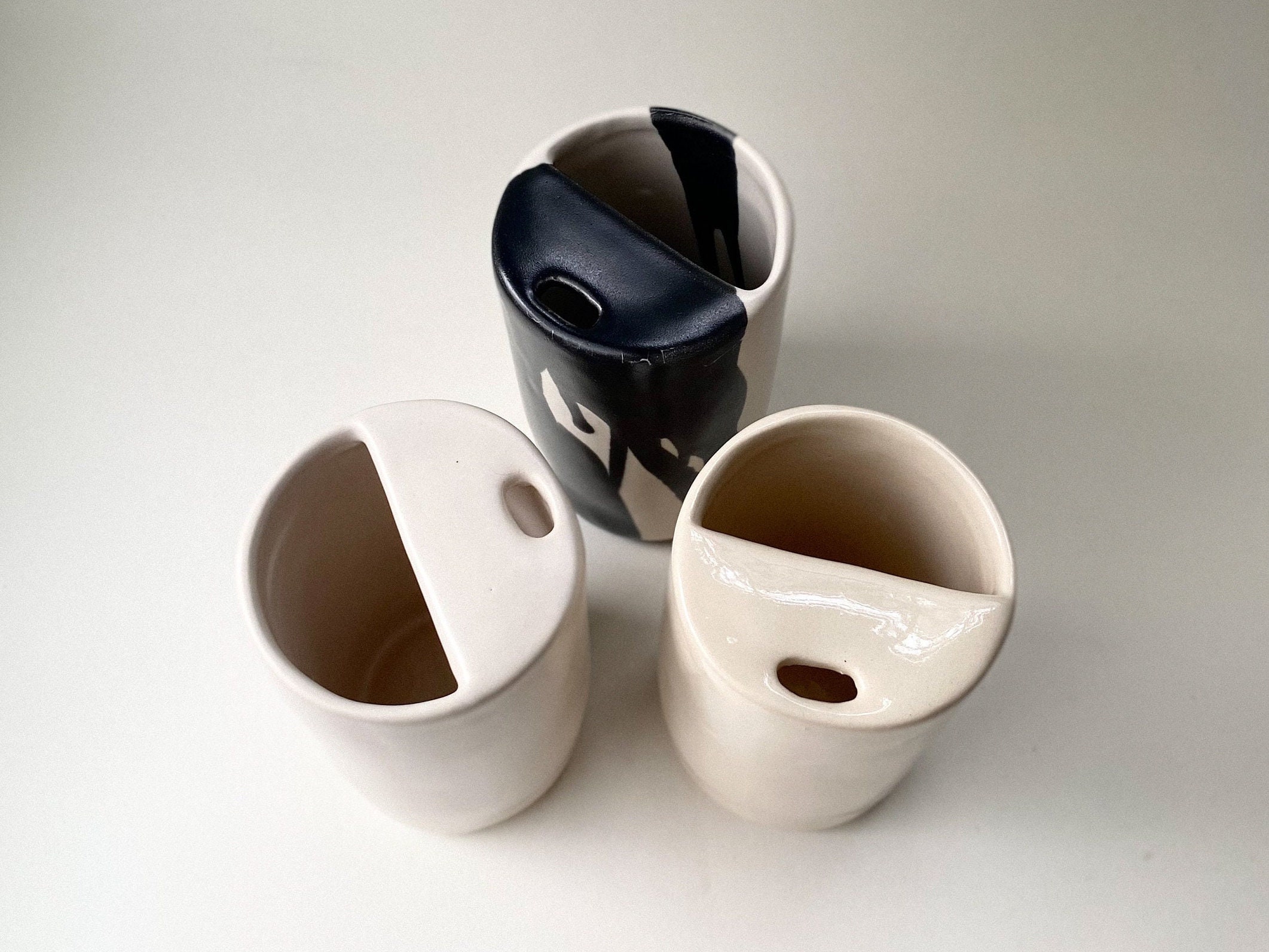 Handmade Ceramic To Go Cup Satin or Glossy Cup With Straw | Smoothie Cup | Lidless Sippy Cup & Travel Tumbler | Zero Waste Pottery