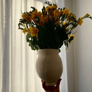 Organic Big Handmade Ceramic Vase Neutral Style, Minimalist Decor with Wabi Sabi Touch. A Stunning Flower Vessel image 4