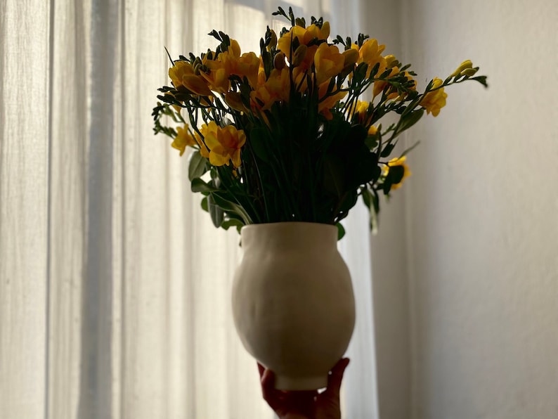 Organic Big Handmade Ceramic Vase Neutral Style, Minimalist Decor with Wabi Sabi Touch. A Stunning Flower Vessel image 4