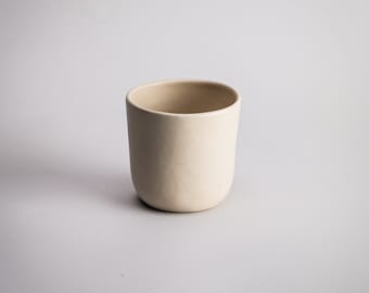 Handmade Ceramic Tumbler Neutral Beige Chunky Design Minimalist Ideal For Water, Organic Form, Modern