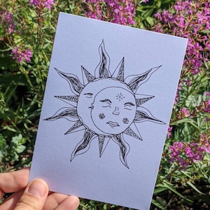 Postkarte Sonne und Mond