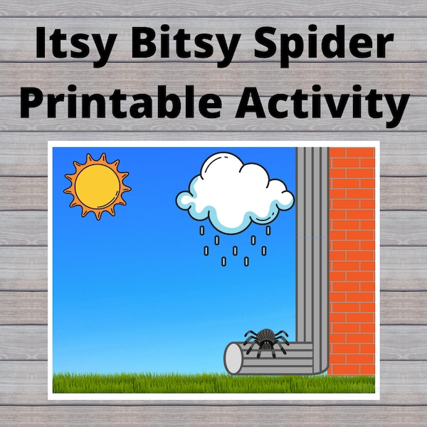 Itsy Bitsy Spider Printable Activity, Nursery Rhyme, Preschool Activity, Toddler Activity, Homeschool, Classroom, Busy Book, Story Board