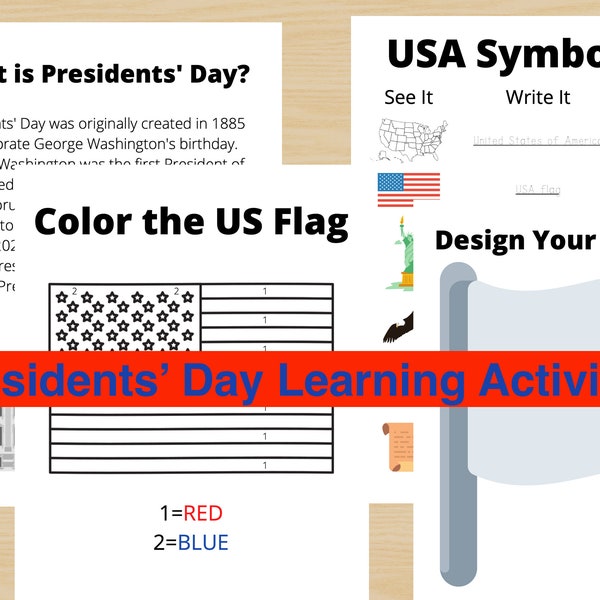 Presidents Day Activity, Presidents Day Printable, Homeschool Worksheet, Presidents Day Learning, PreK, Kindergarten, Preschool, Toddler