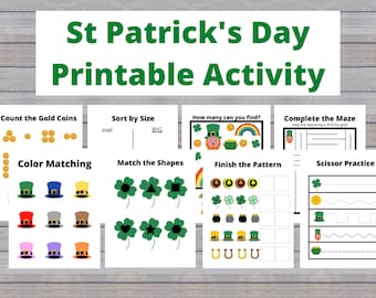 St Patrick's Day Activity Book: Preschool Printable (Digital Download)