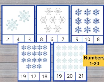 Snowflake Count and Clip Cards - Etsy