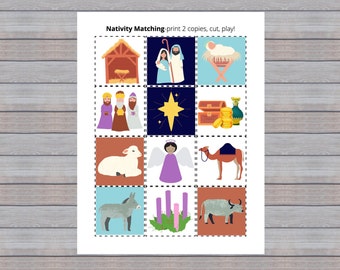 Nativity Matching Game, Nativity Memory Game, Toddler, Preschool, Kindergarten, Homeschool, Classroom, Learning, Educational, Activity