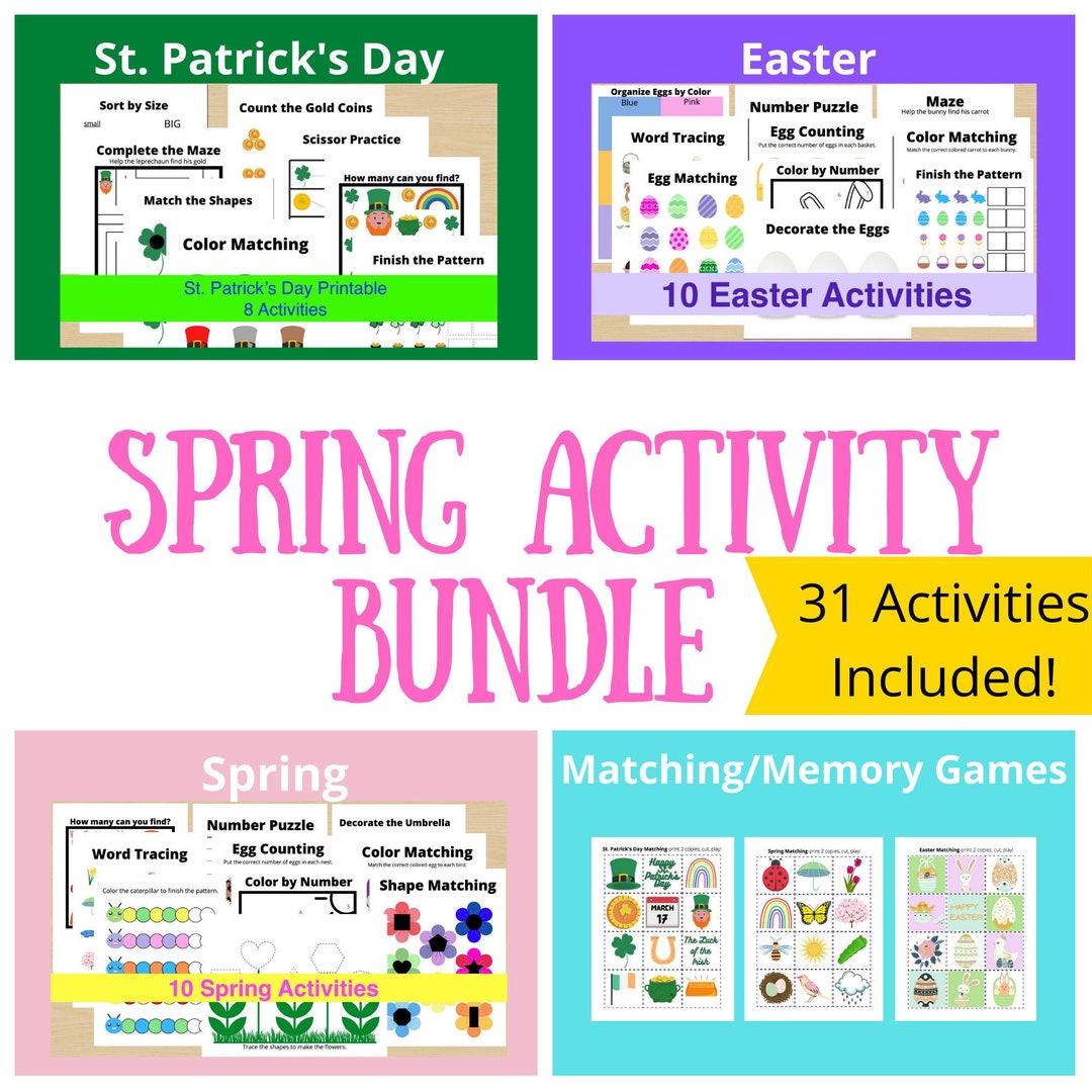 Spring Activity Bundle: Preschool Learning Games (digital Download) - Etsy