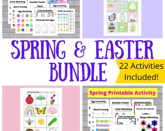 Easter and Spring Bundle, Easter and Spring Preschool Activity, Easter and Spring Toddler Activity, Homeschool, Classroom, Kindergarten
