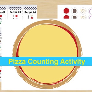 Pizza Counting Activity, Preschool Counting Worksheet, Toddler Counting Worksheet, Pizza Learning Activity, Pizza Busy Book, Homeschool