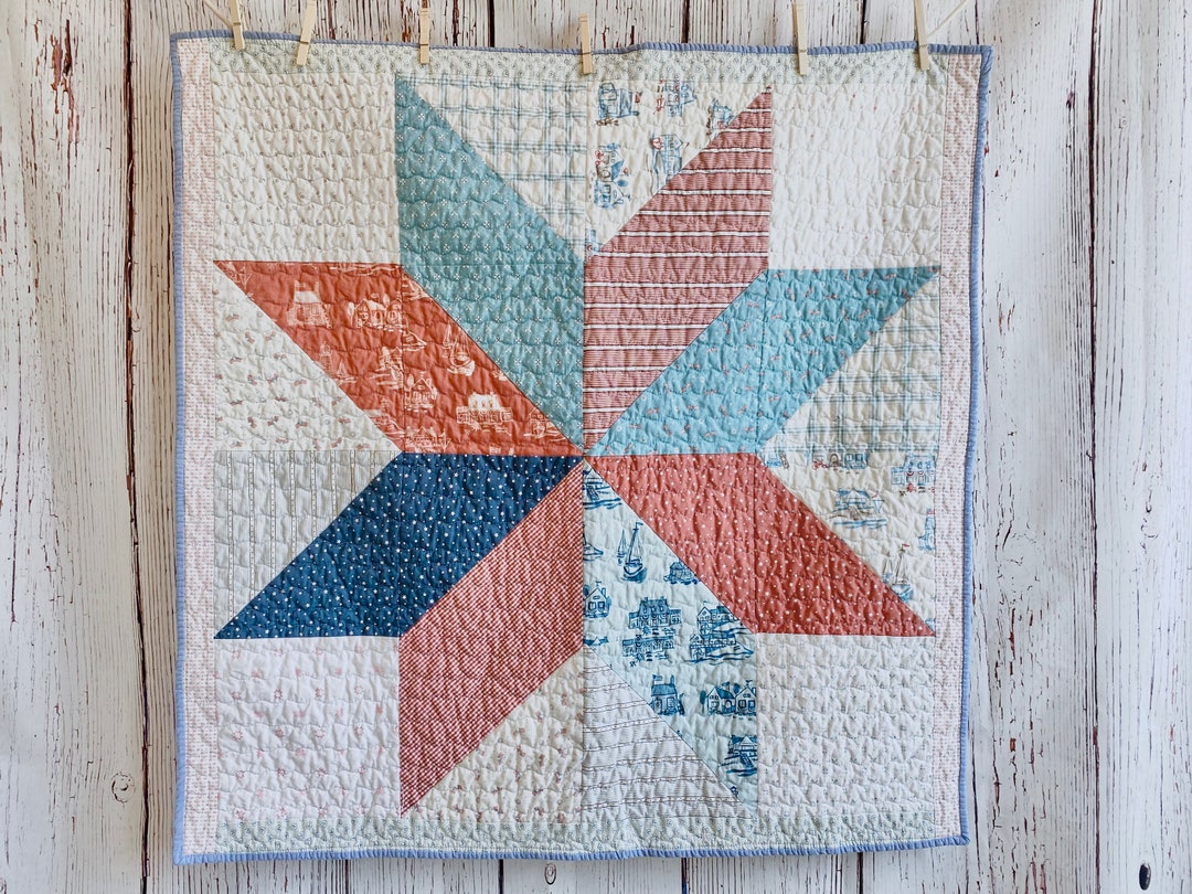 Vintage Style Baby Quilt, Beachy Baby Quilt, Summer Baby Quilt