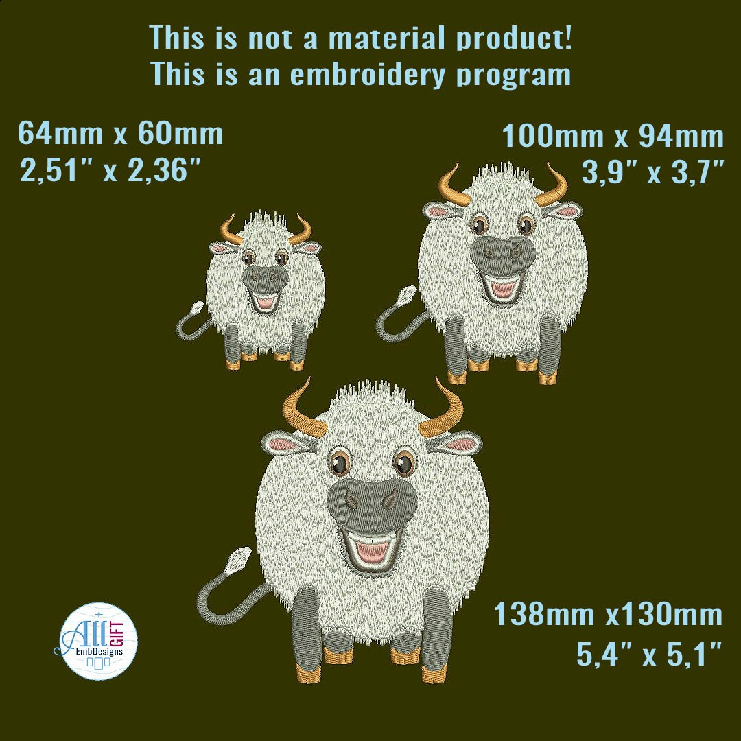 Little bull cartoon cute bull machine embroidery design  etsy