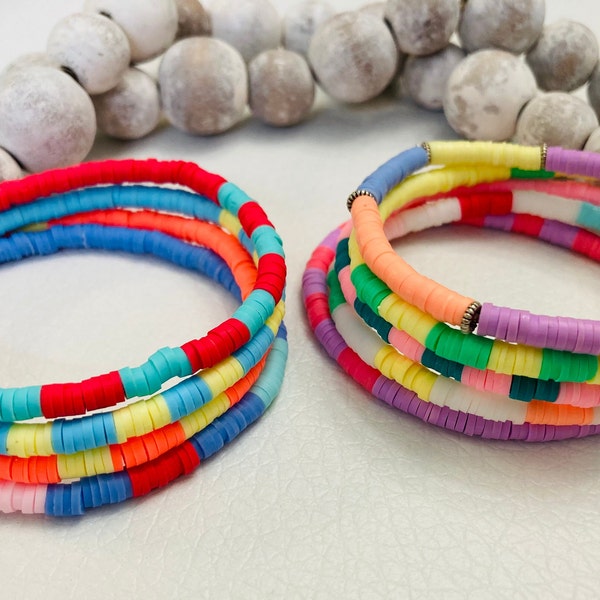 summer stack bracelet, rainbow bracelets, 4mm bracelets, multicolor bracelets