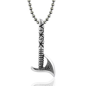 Sterling Silver Battle Axe Necklace, Viking Axe, Norse Pagan Axe, Viking Battle Axe, Necklace for Men, Boyfriend Gift, Long Chain Necklace