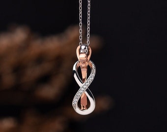 Collar De Pareja En Plata De Ley 925 – Diseño De Abrazo Infinito, Regalo Ideal Para Aniversario O Cumpleaños