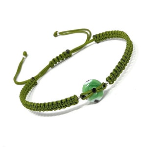 Evil Eye Macrame Bracelet, Green Evil Eye, Blue Evil Eye Bracelet, Protection Bracelet, Men & Women Adjustable Good Luck Bracelet