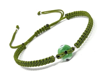 Boze oog macraméarmband, groen boze oog, blauwe boze oog armband, beschermingsarmband, verstelbare geluksarmband heren en dames