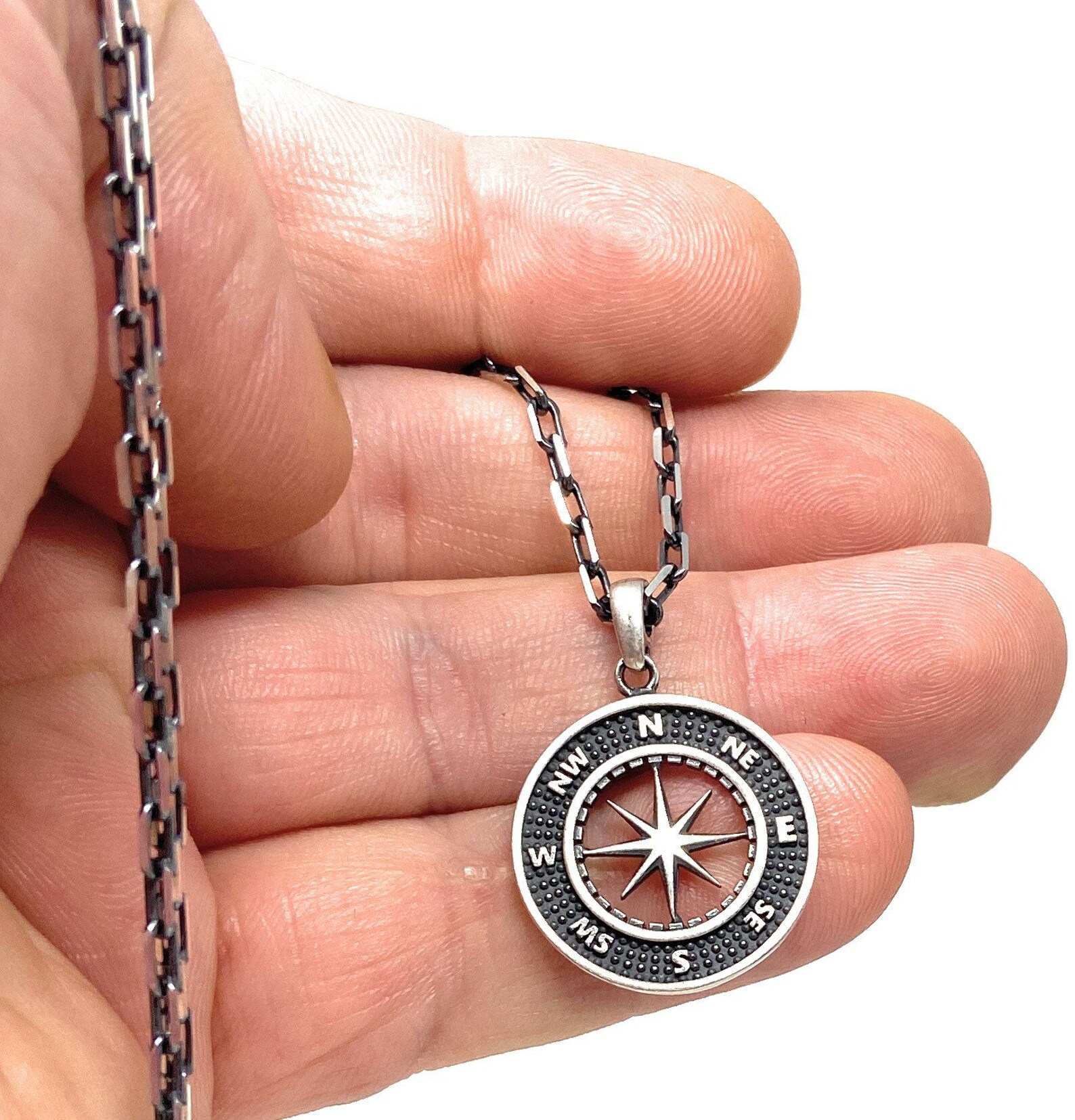 925 Sterling Silver Compass Necklaces Wayfinder Compass Etsy