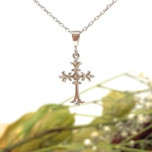 Sterling Silver Tiny Cross Necklaces | 14K Gold Plated Faith Cross Pendant | Celtic Crucifix Cross Necklace | Christian Jewelry Cross