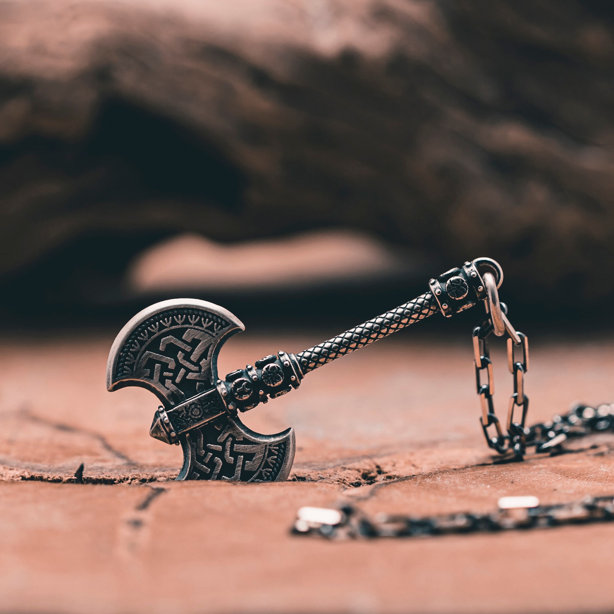 925 K Silver Double Axe Necklace, Mjolnir Necklace ,viking 925 K Silver Double Axe Necklace, Mjolnir Necklace ,viking