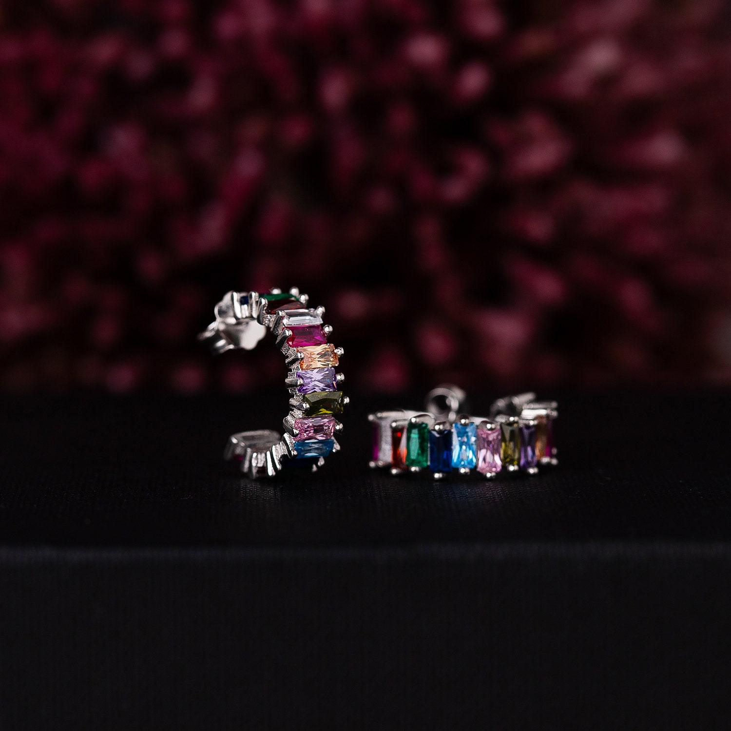 Orecchini a Cerchio Argento - STROILI - Orecchini A Cerchio Huggie In Argento Sterling Con Zirconia...Orecchini a Cerchio Colorati Orecchini Huggie in Argento Sterling