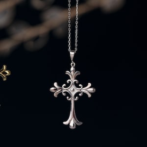 Silver Cross Necklaces. 14K Gold Faith Cross Pendant, Celtic Large Crucifix Cross Necklace, Christian Jewelry, Baptism Gift, Religious Gift