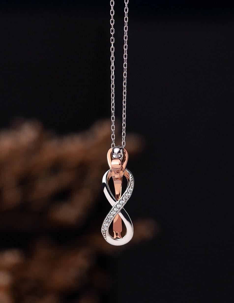 Collana Per Figlia Collana Cane E Bambina In Argento 925 - Ciondolo Cuore Con Zirconi, Regalo Per Amanti Dei Cani, Donna O Figlia Collana Zampa Cane - Foto 2