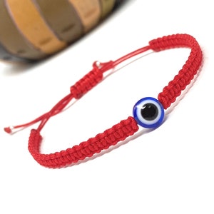 Evil Eye Macrame Bracelet | Black Evil Eye | Red String Eye Bracelet | Protection Bracelet | Men & Women Adjustable Good Luck Bracelet