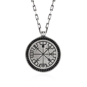Sterling Silver Viking Compass Necklaces, Wayfinder Compass, Norse Pagan Pendant, Scandinavian Jewelry, Talisman Compass | Vegvisir Compass,