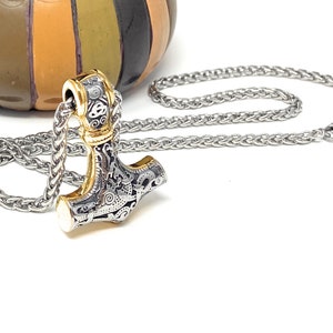 Thor&#39;s Hammer Pendant Viking Necklace | Mjolnir Necklace | Norse Amulet Hammer Pendant | Scandinavian Jewelry | Stainless Hammer of Thor