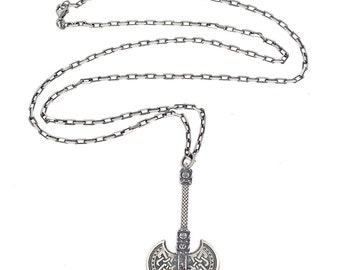 WithLoveSilver Sterling Silver Viking Axe Pendant With Triquetra & Vegvisir - Double Sided - View #9