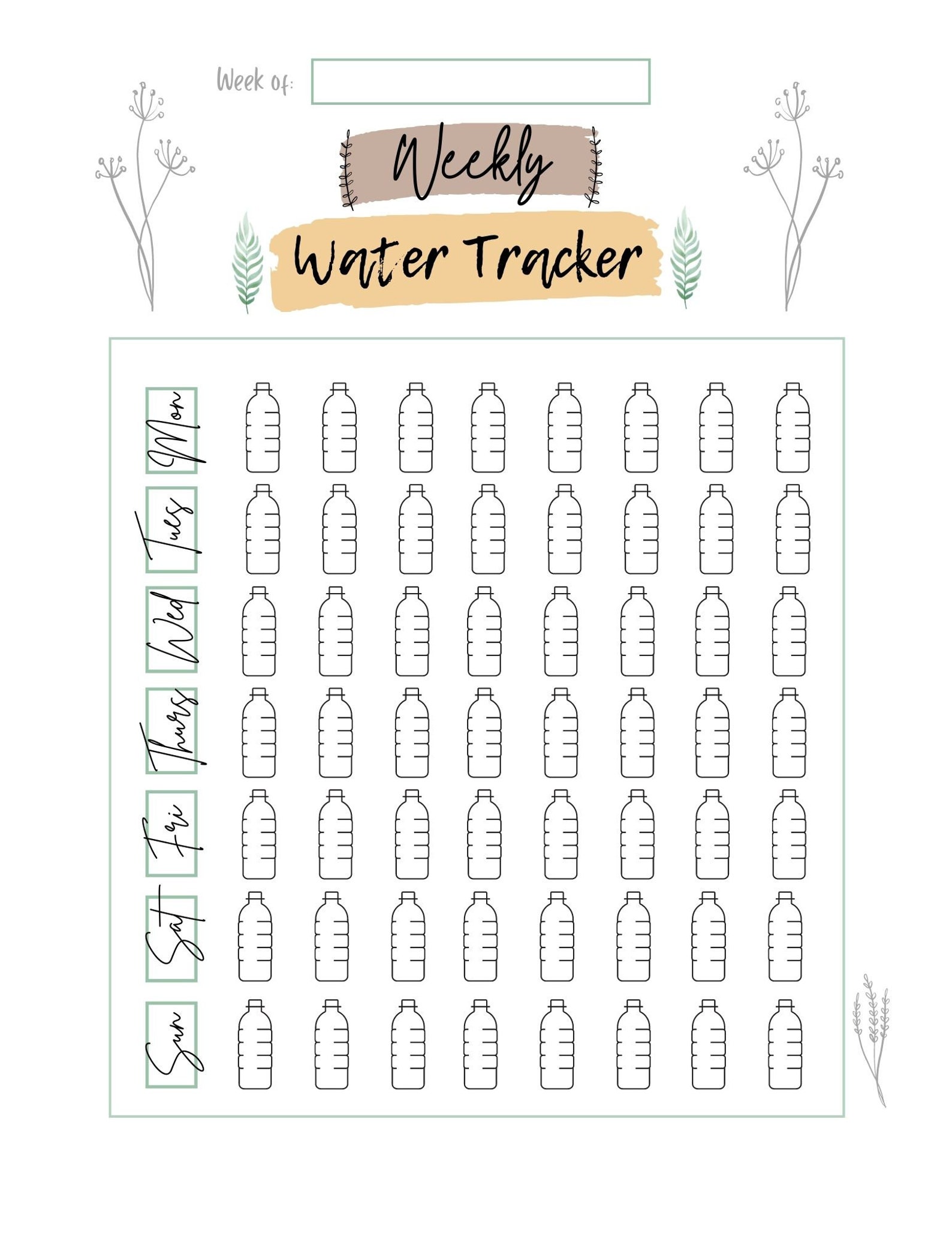 Cute Water Tracker Printable