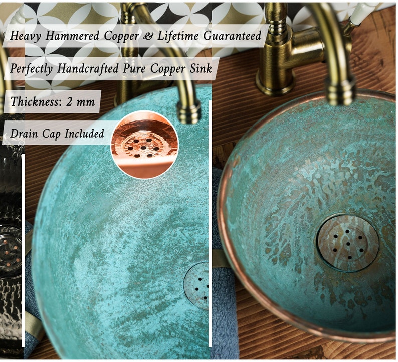 Solid Copper Green Patina Sink Bathroom Handmade Copper Sink Etsy