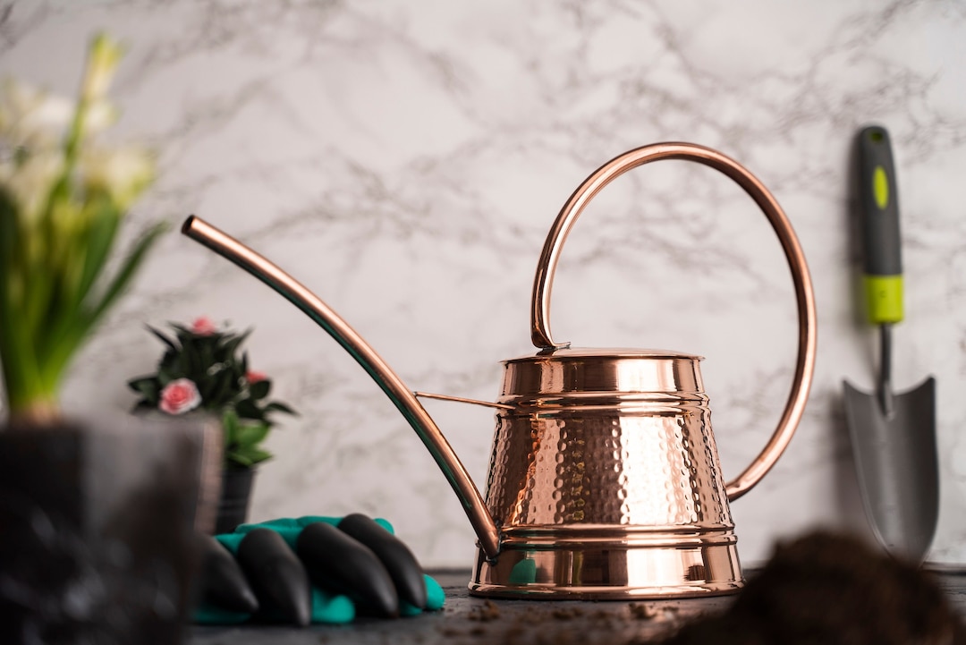 Solid Copper Watering Can for Garden Handmade Copper Planter Vessel