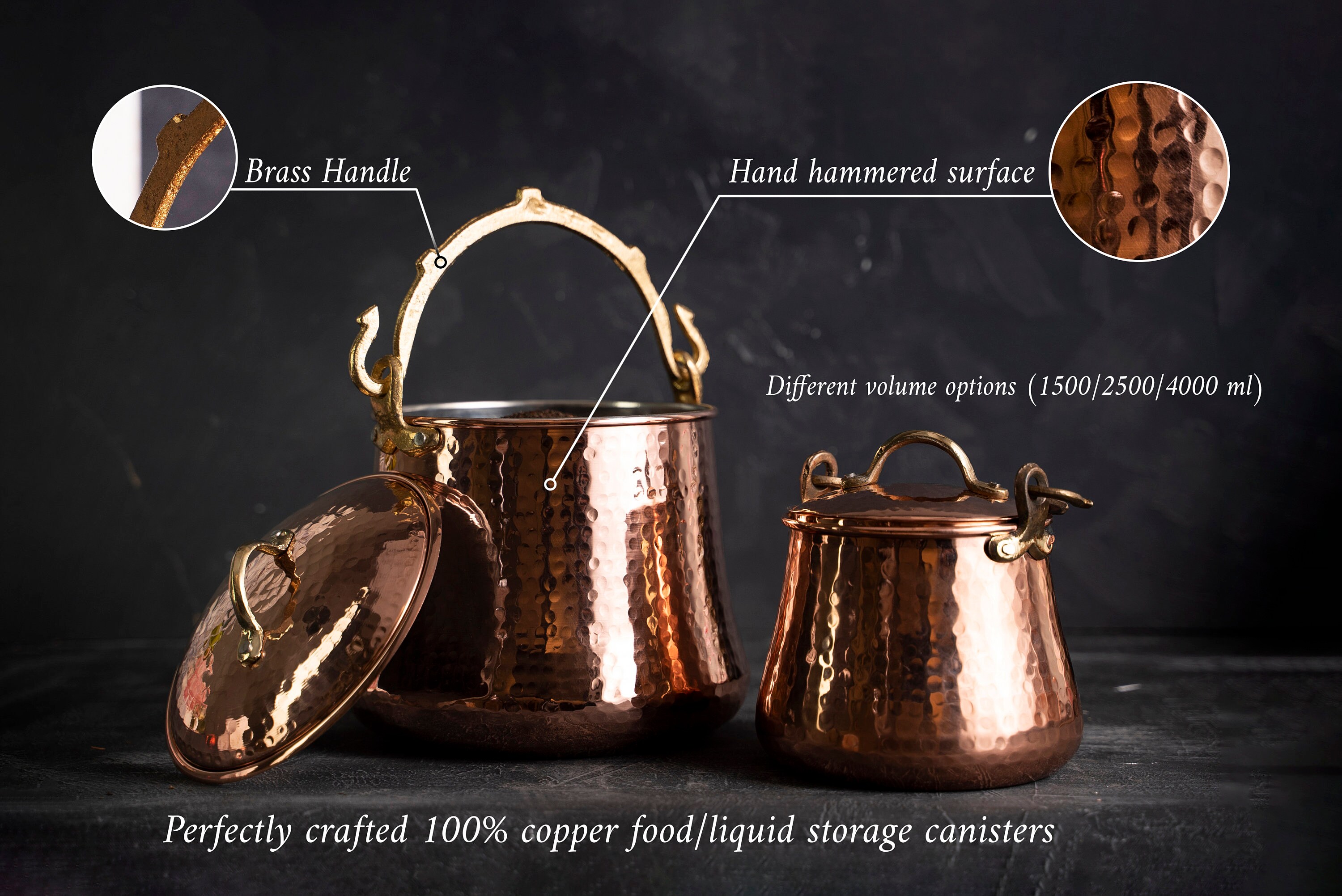 Handmade Pure Copper Canister Set 100% Copper Kitchen ...