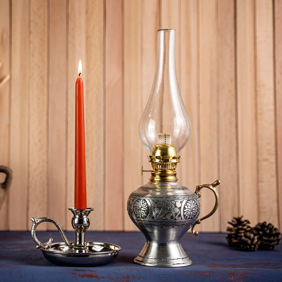 Copper Oil Lamp, Wick Lamp, Copper Kerosene Lantern, Handmade Kerosene  Lamp, Copper Gas Lamp, Housewarming Gift. (Hand Painted Copper)