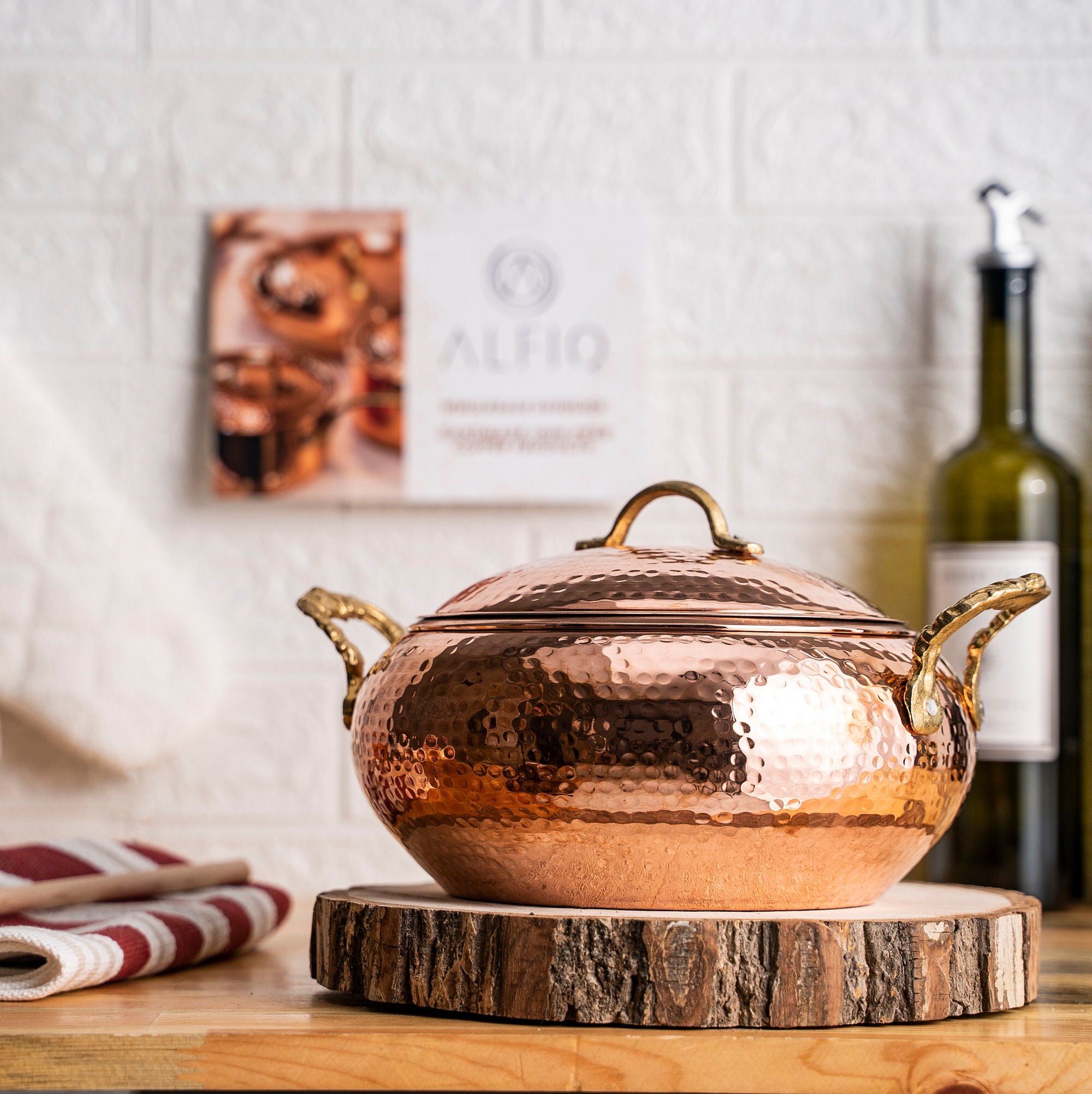 *Marushin Copperware Round Steak Cover Pure Copper 27cm Brass Handle