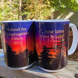 Jw coffee cup for elders, jw forest mug, jw gift for brothers,  school for congregation elders, jw coffee mug