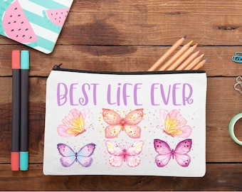 Butterfly Pencil Pouch: JW Kids Zippered Stationery Bag