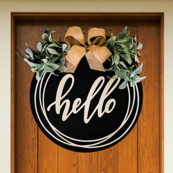 Hello Door Round Sign for Laser Cutters, Glowforge, CNC, and Cricut - SVG Files