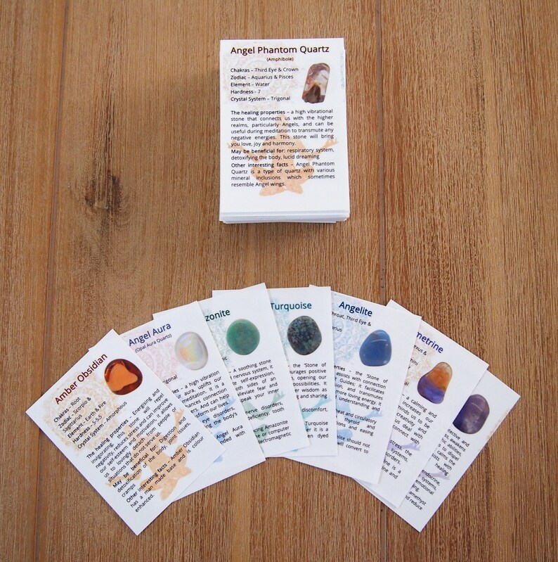 Crystal Description Cards for 168 Crystals on Printable Etsy
