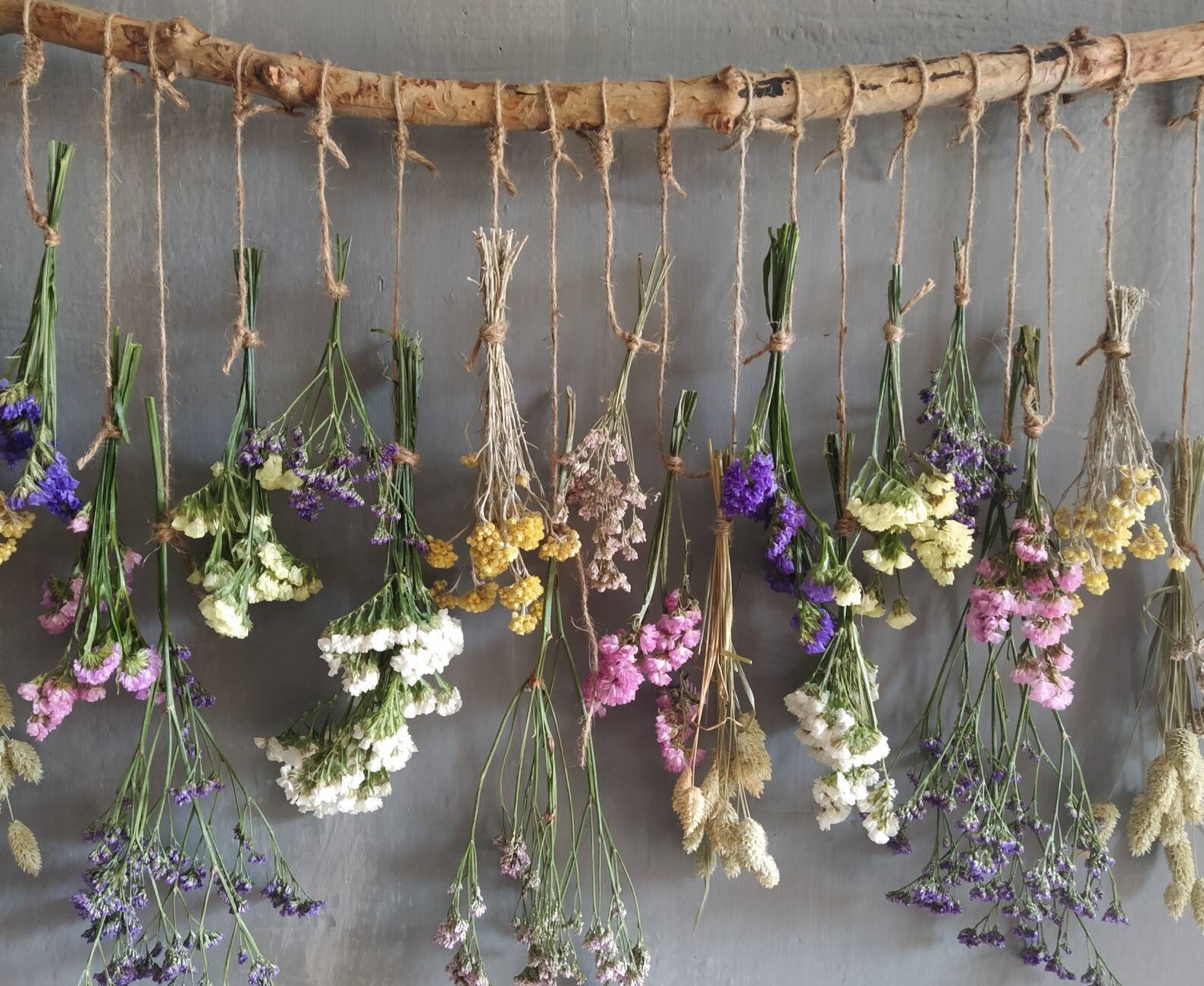 Dried flower wall hanging.Hanging flowers deco. Etsy