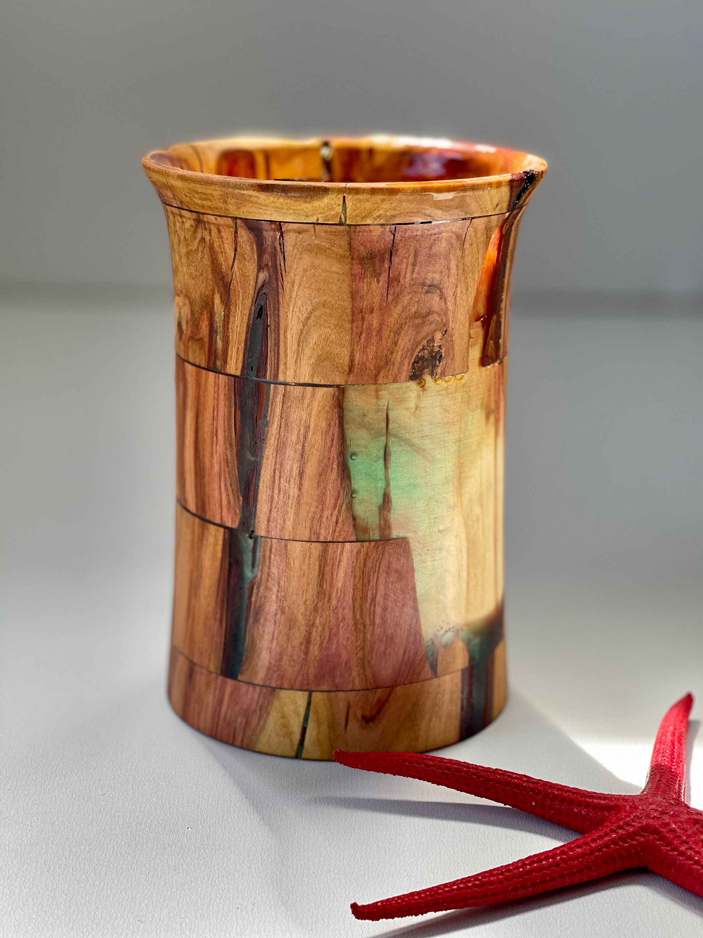 Wood vase art/turned wood vase/flower vase/bud vase/wood epoxy Etsy