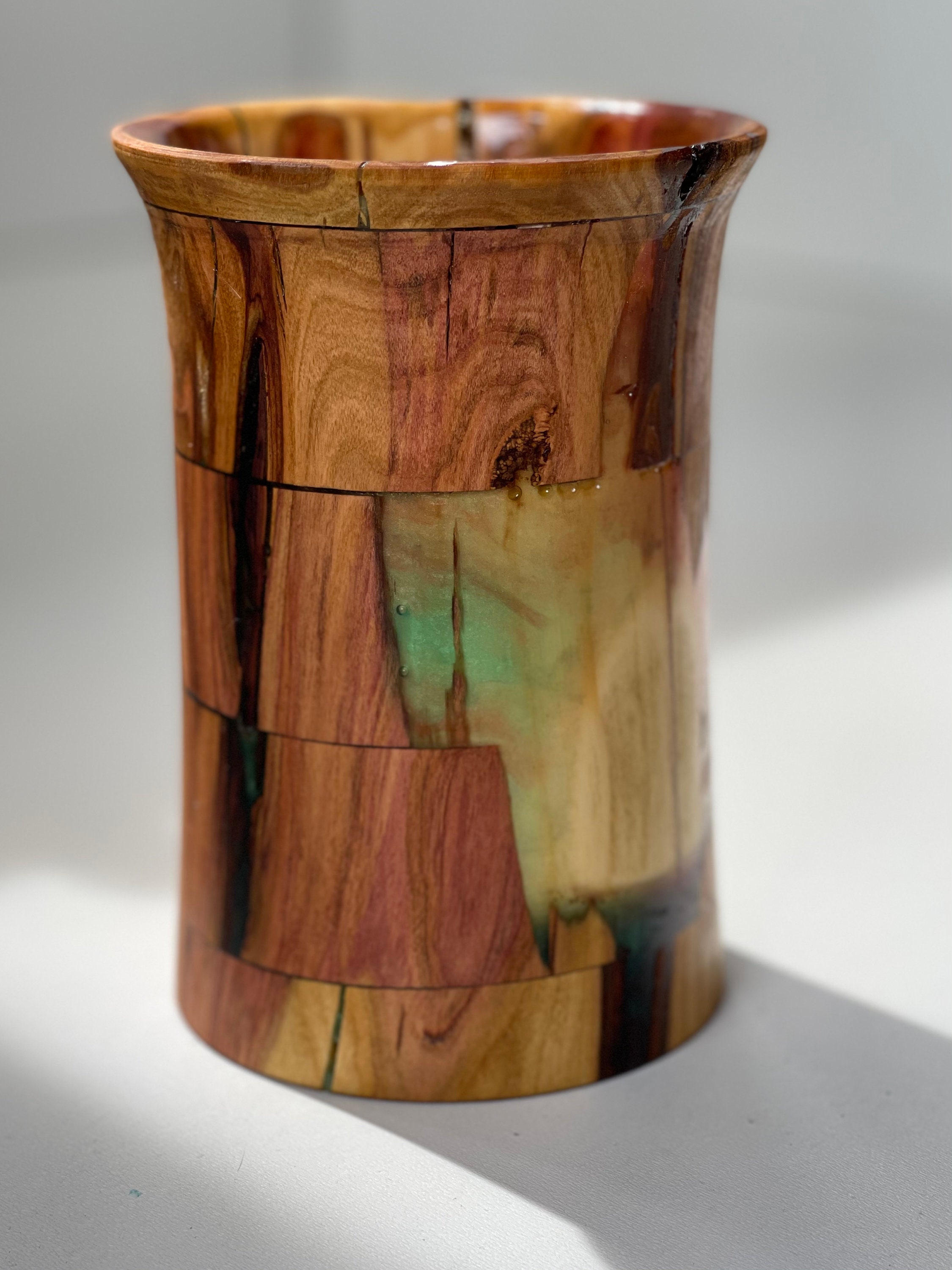 Wood vase art/turned wood vase/flower vase/bud vase/wood epoxy Etsy