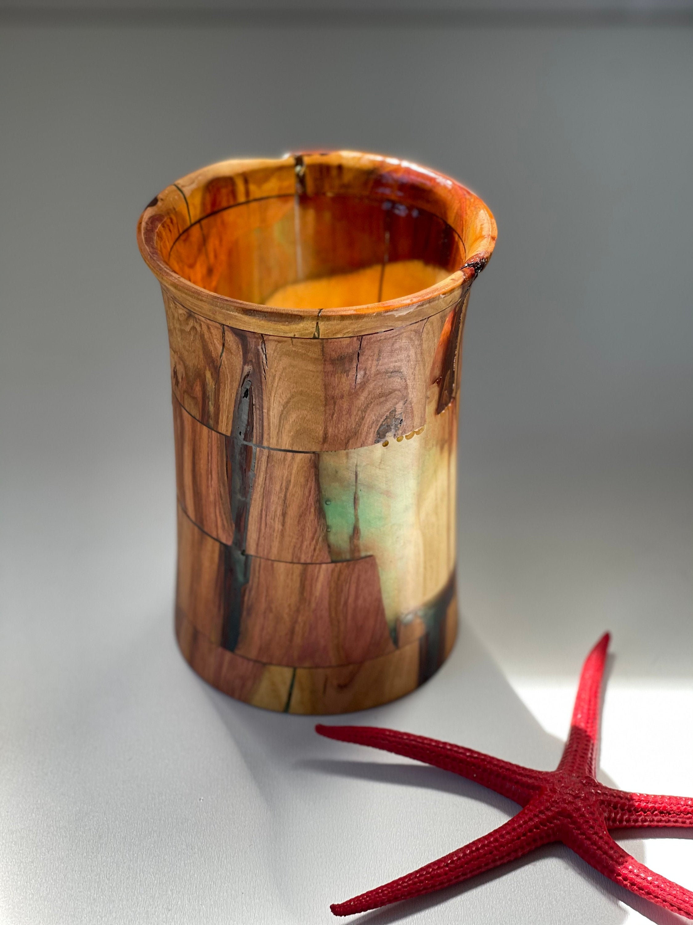 Wood vase art/turned wood vase/flower vase/bud vase/wood epoxy Etsy