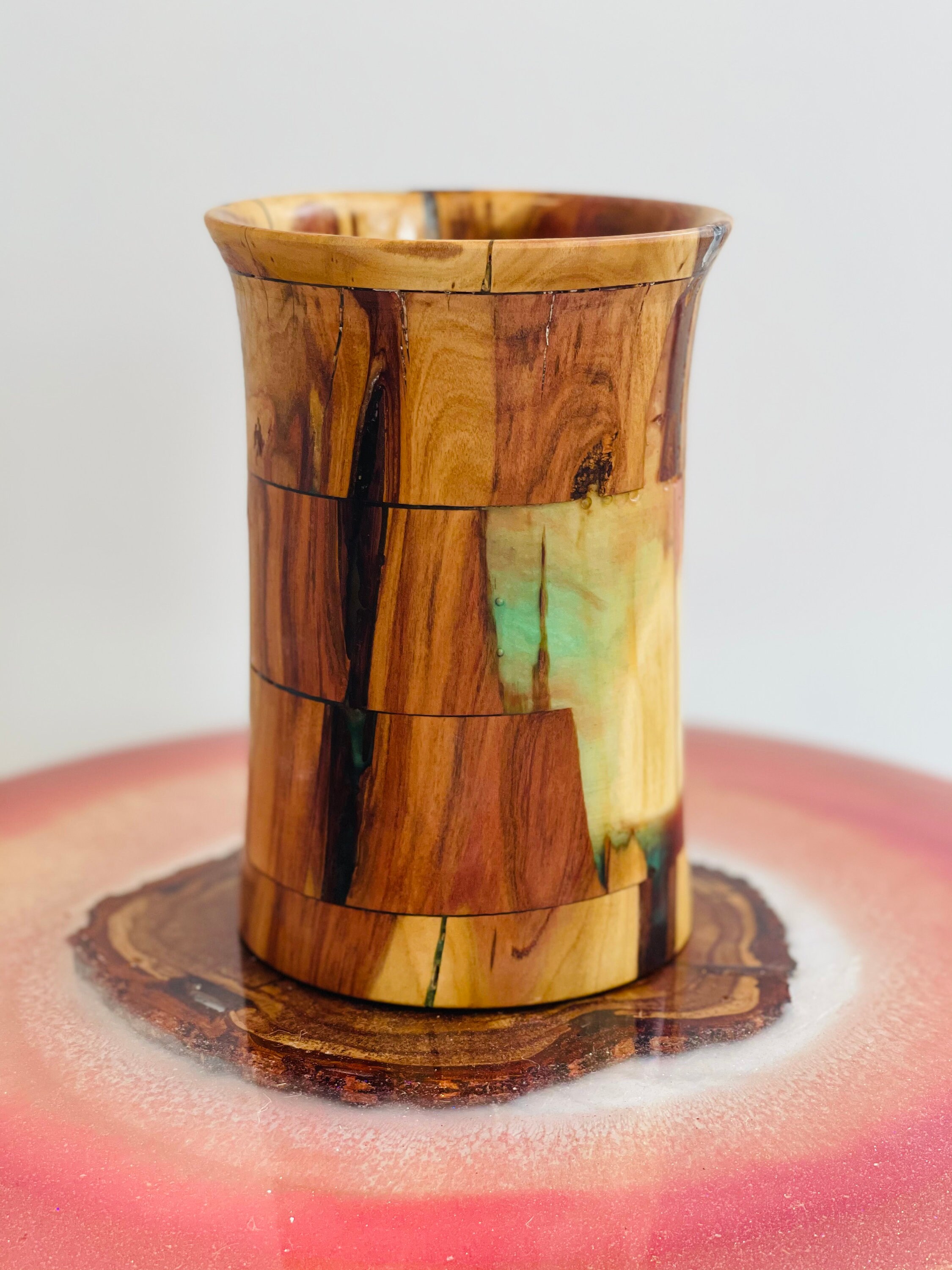 Wood vase art/turned wood vase/flower vase/bud vase/wood epoxy Etsy
