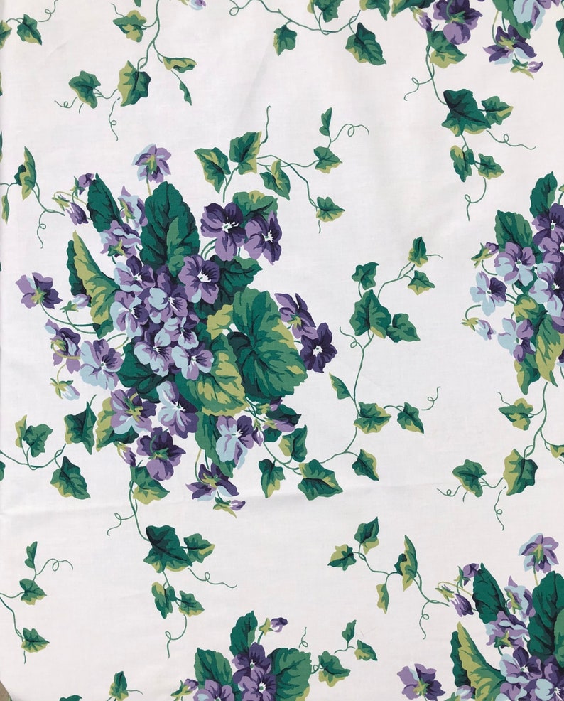 Vintage Chintz Floral fabric Violets yardage by the yard Etsy