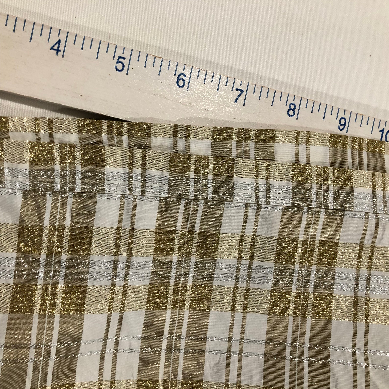 Taffeta Plaid Gold Silver and White Fabric Washable Easy to - Etsy